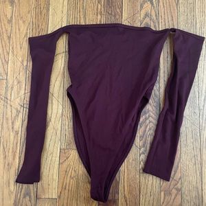 Dark purple off the shoulder bodysuit